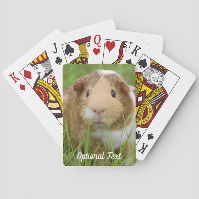 Tri Colour Pet Guinea Pig in the Grass Playing Cards (Back)
