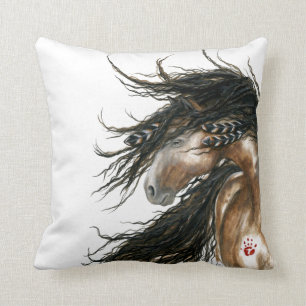 Tri Colour Pinto Mustang by BiHrLe Pillow