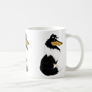 Tri-colour Rough Collie Cartoon Mug