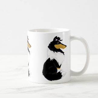 Tri-colour Rough Collie Cartoon Mug