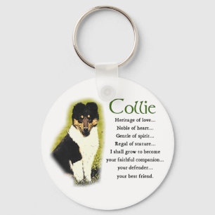 Tri Colour Rough Collie Gifts Key Ring
