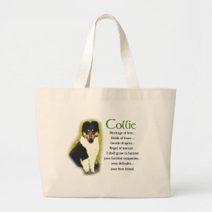 Tri Colour Rough Collie Gifts Large Tote Bag
