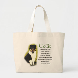 Tri Colour Rough Collie Gifts Large Tote Bag