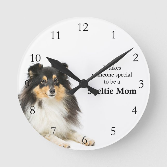 Tri-Colour Sheltie Mum Clock (Front)