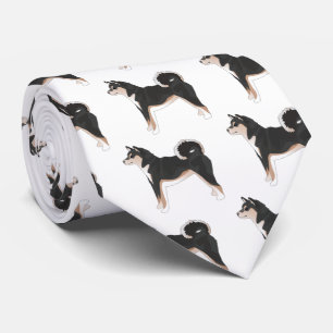 Tri-colour Shiba Inu Dog Breed Side View Silhouett Tie