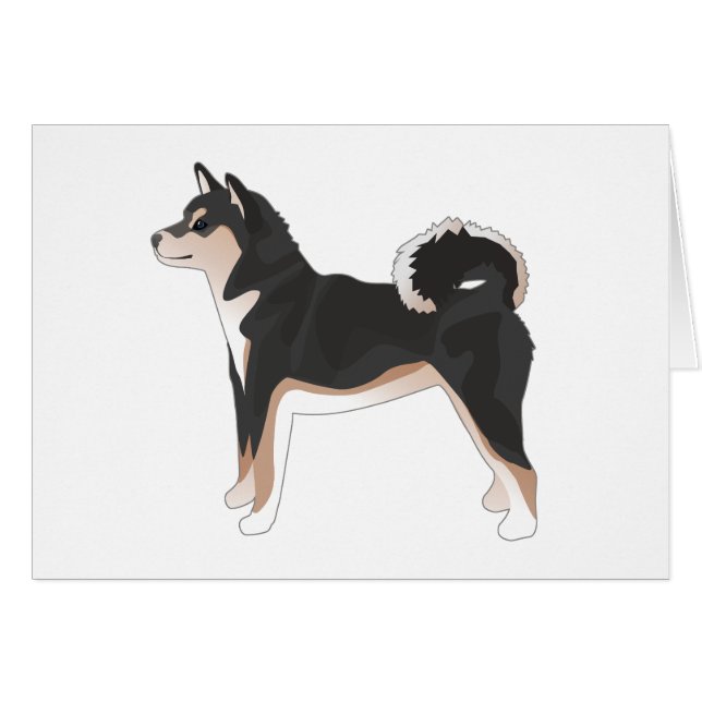 Tri-colour Shiba Inu Dog Side View Silhouette Card (Front Horizontal)
