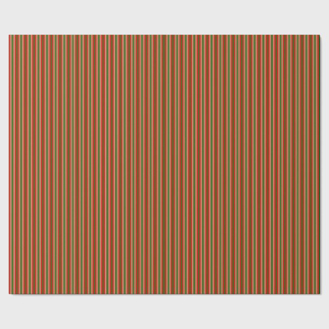 Tri-Colour Stripes in Christmas Red, Green & Gold Wrapping Paper (Seam)