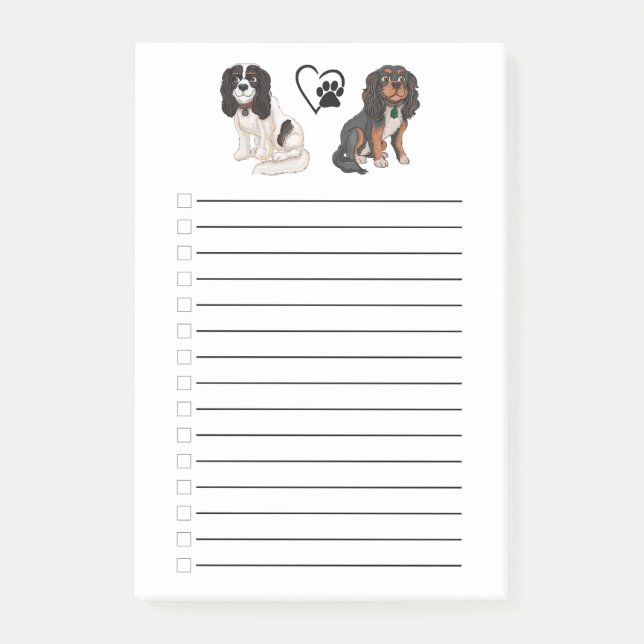 Tri Coloured and Black and Tan Cavalier Post-it Notes (Front)
