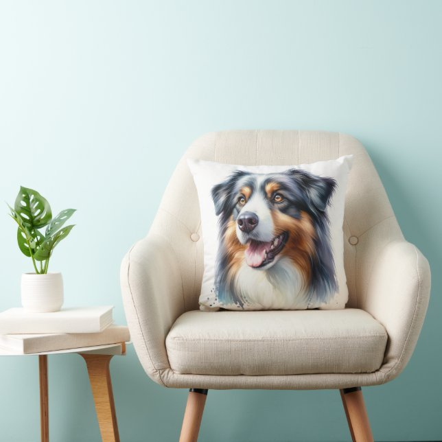 Tri-Coloured Australian Shepherd Dog Cushion (Chair)