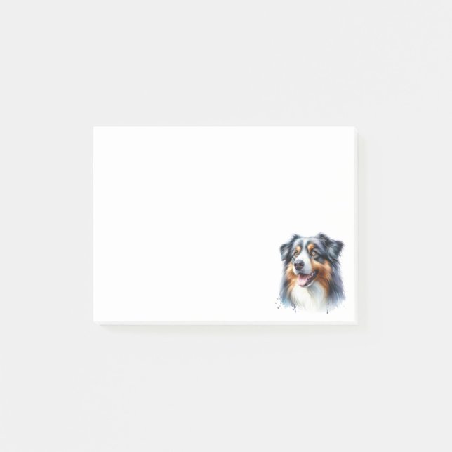 Tri-Coloured Australian Shepherd Dog Post-it Notes (Front)