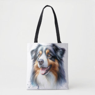 Tri-Coloured Australian Shepherd Dog Tote Bag