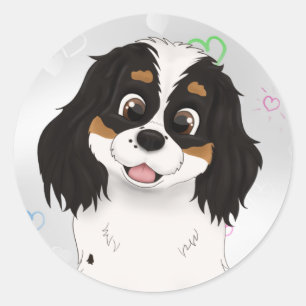 Tri Coloured Cavalier King Charles Spaniel    Classic Round Sticker