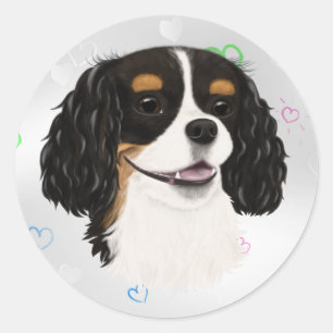 Tri-Coloured Cavalier King Charles Spaniel   Classic Round Sticker