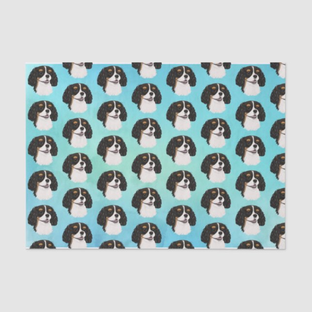 Tri-Coloured Cavalier King Charles Spaniel Gift  Tissue Paper (Front)