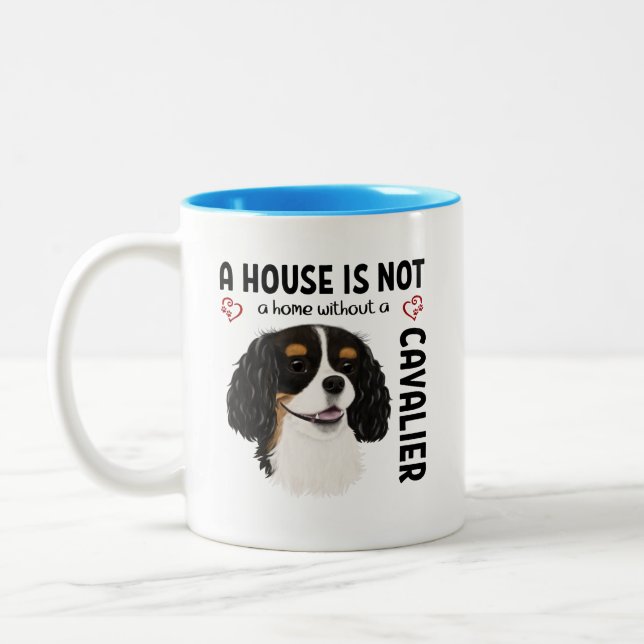 Tri-Coloured Cavalier King Charles Spaniel   Two-Tone Coffee Mug (Left)
