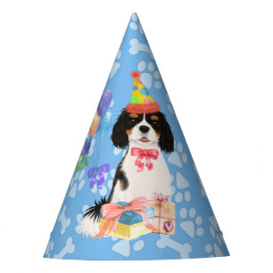 Tri Coloured Cavalier Spaniel Birthday Party Hat