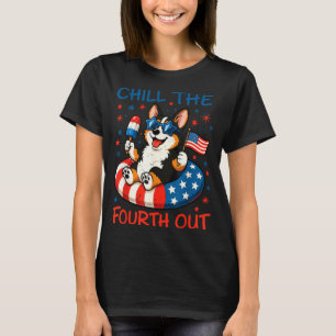 Tri Coloured Corgi 4th July Chill Fouth Out Corgi T-Shirt