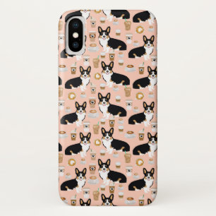 Tri coloured Corgi Coffee pattern - blush iPhone X Case
