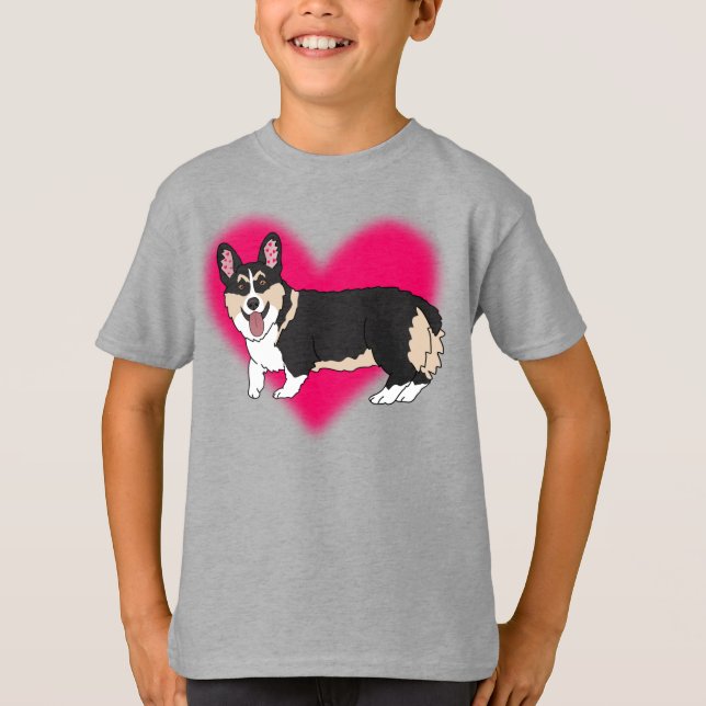 Tri Coloured Corgi Valentines Day T-Shirt (Front)