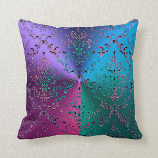 Tri-Coloured Damask Metallic Lace Pillow