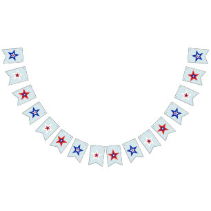 Tri-Coloured Red, White, and Blue Stars Bunting