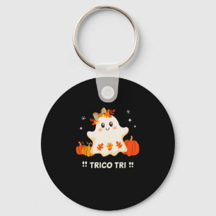 Tri Cute Halloween Spooky Mexican Ghost Spanglish Key Ring