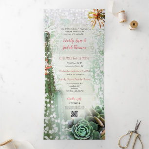 Tri-fold All In One Cactus Wedding Invitation