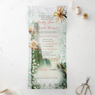 Tri-fold All In One Cactus Wedding Invitation