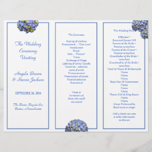 Tri-Fold Blue Wedding Ceremony Program