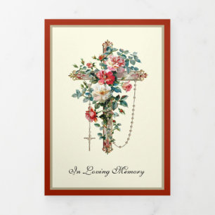 Tri-fold Catholic Cross Rosary Funeral Memorial