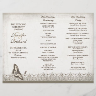 Tri fold elegant vintage wedding programs