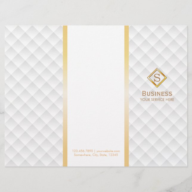 Tri-Fold Gold Diamond Monogram Modern Brochures (Front)