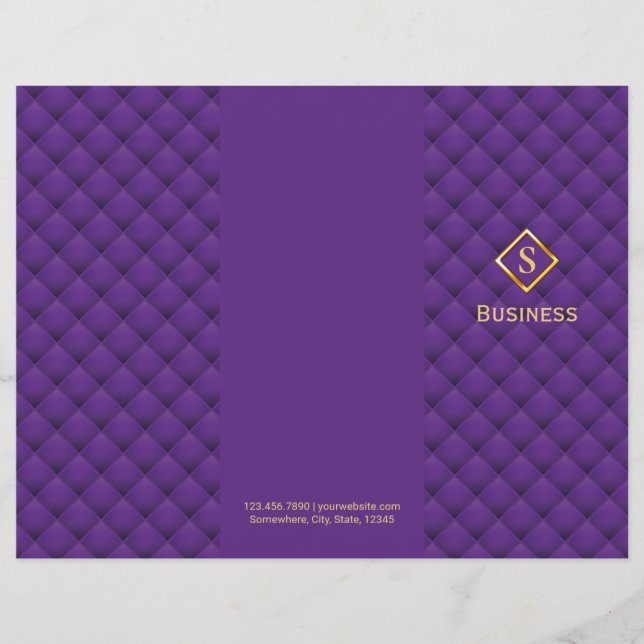 Tri-Fold Gold Diamond Monogram Purple Brochures (Front)