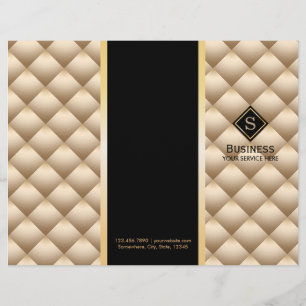Tri-Fold Gold Quilted Monogram Modern Brochures