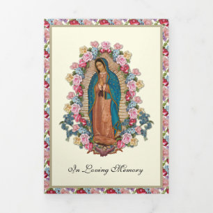 Tri-fold Guadalupe Roses Catholic Funeral Memorial