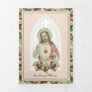Tri-fold Sacred Heart Jesus Catholic Funeral