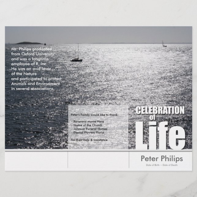 Tri-Fold Seascape Memorial Service Program Flyers (Front)