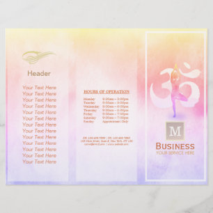 Tri-Fold Yoga Massage Brochures Meditation Pose Om