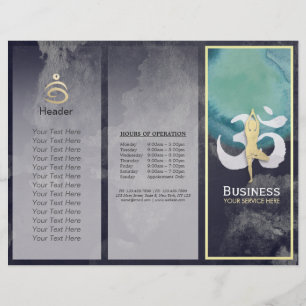 Tri-Fold Yoga Studio Brochures Meditation Pose Om