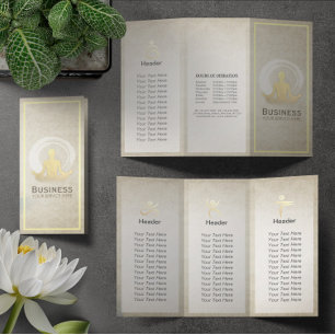 Tri-Fold Yoga Studio Brochures Meditation Pose ZEN