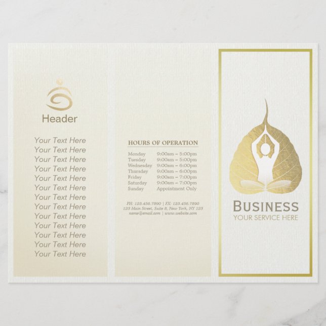 Tri-Fold Yoga Studio Brochures Meditation Studio (Front)