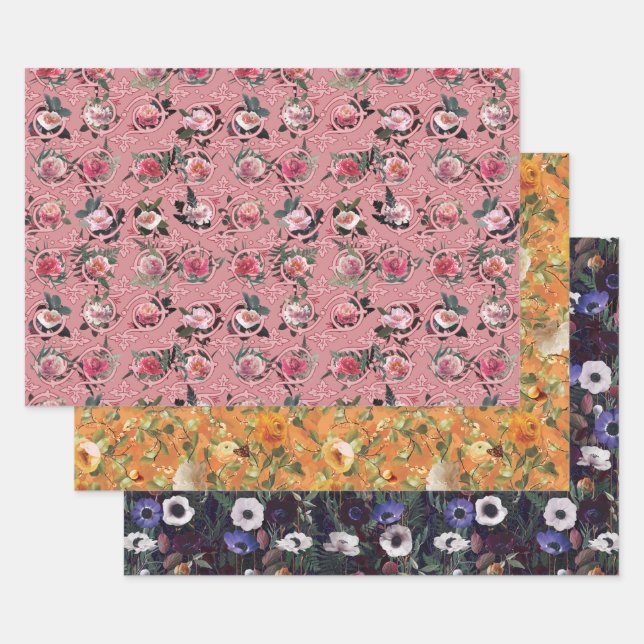 Tri-Garden Vintage Pattern Wrapping Sheets (Set)