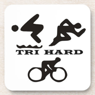Tri Hard Triathlon Gifts Clothing and Accessories Coaster