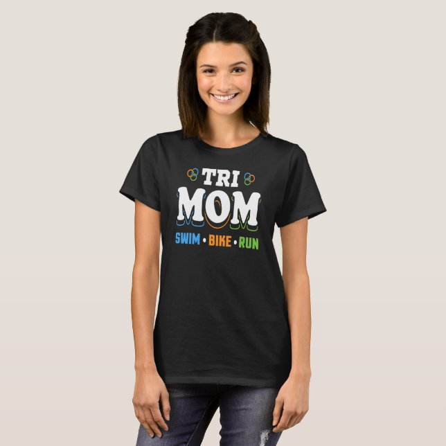 Tri Mum Swim Bike Run - Triathlon T-Shirt (Front Full)