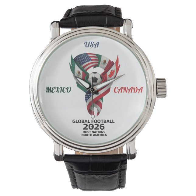 Tri-Nation Flag Wristwatch | 2026 Match Date  (Front)