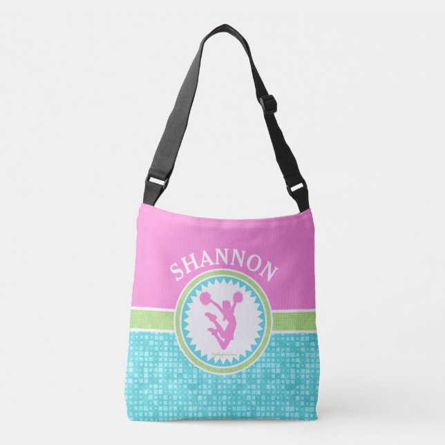 Tri-Pastel Colour Cheerleading With Aqua Tile Crossbody Bag (Front)