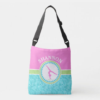 Tri-Pastel Colour Gymnastics With Aqua Tile Crossbody Bag