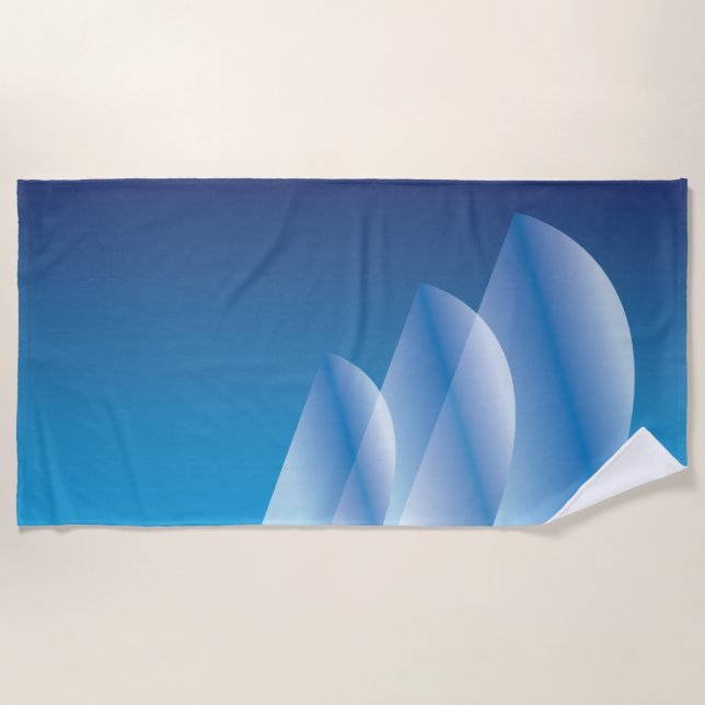 Tri-Sail Translucent Billowy Blue Sky Beach Towel (Front)