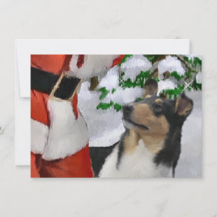 Tri Smooth Collie and Santa Christmas Card