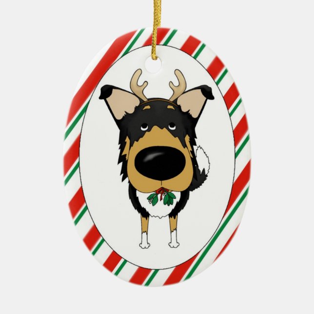 Tri Smooth Collie Christmas Ornament (Front)